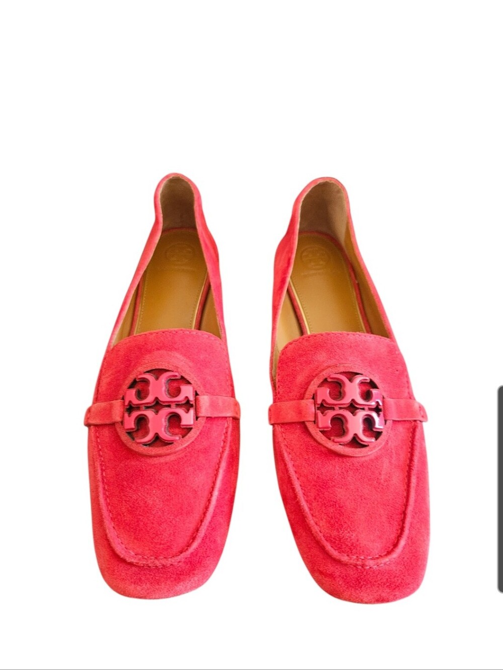 Tory Burch Red Metal Miller Suede Loafers Size 8.5M
